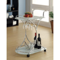 Coaster Furniture 910002 2-shelve Serving Cart Chrome and White